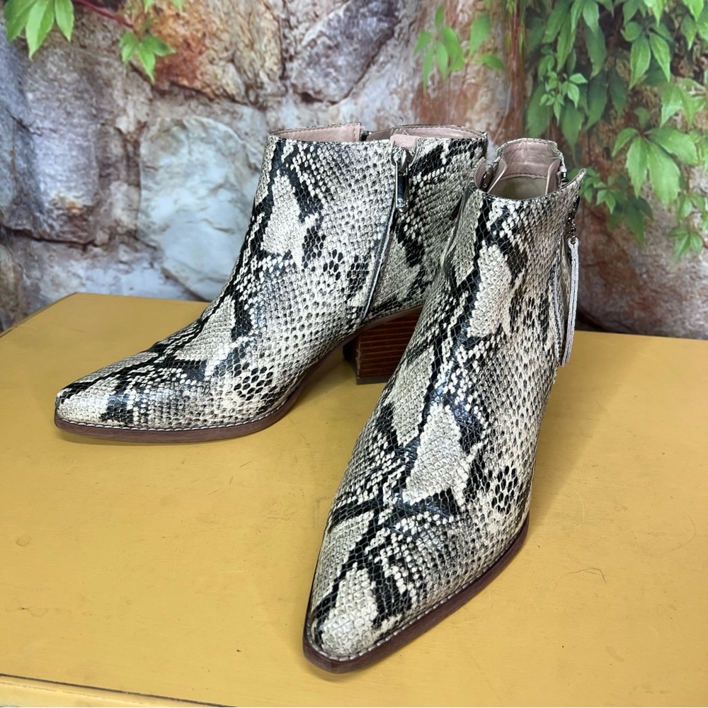 SAM EDELMAN Python Print Dual Zip Western Style L… - image 3